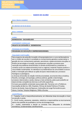 Projeto de Extensão II Biomedicina
