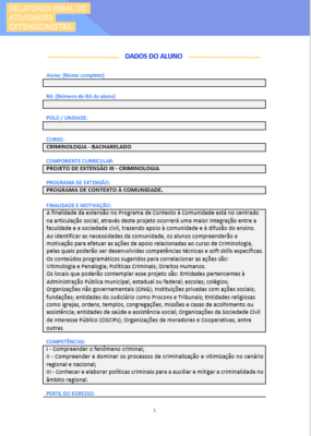 Projeto de Extensão III Criminologia