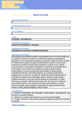 Projeto de Extensão III Nutrição